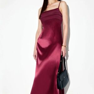 Burgundy two tone silk dress
